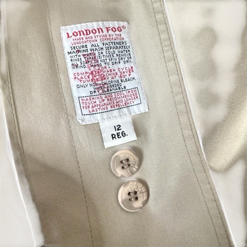 Vintage London Fog Classic Trench Coat Khaki Size Regular 12 - Picture 6 of 8